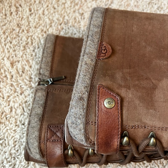 UGG Smithfield Riding Boots Women’s 8 Brown Leather and Suede Knee-High Boots - Picture 12 of 16